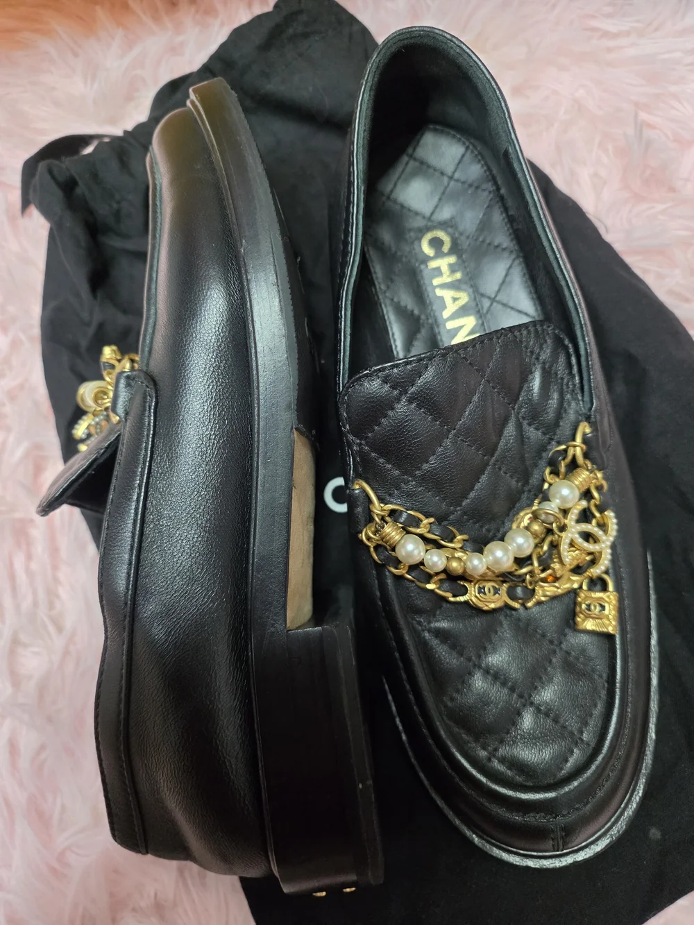 CHANEL black quilted